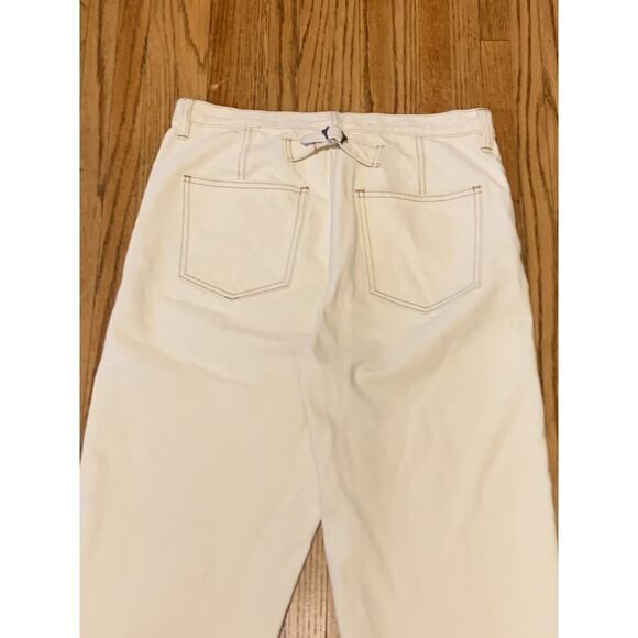 Free People Crop Jeans Barrel 29 White Denim Button-Fly High Waist Raw Hem Denim - Picture 6 of 13